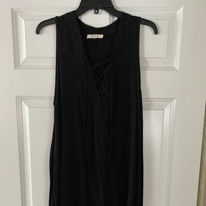 Black dress with tie in front